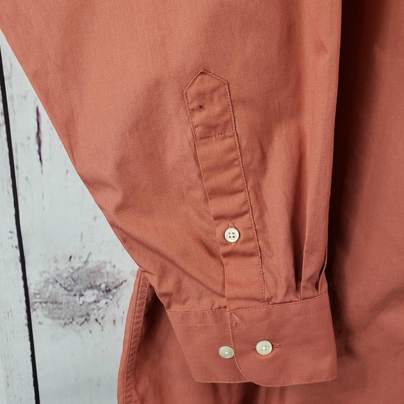 Bergamo New York Dress Shirt Mens Size Large 16/16.5 32/33 Long Sleeve Orange - Picture 6 of 9